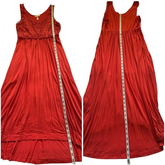 Soma Orange Crochet Knit Top Style Sleeveless Pockets Hi Low Dress Size Medium - Picture 9 of 10